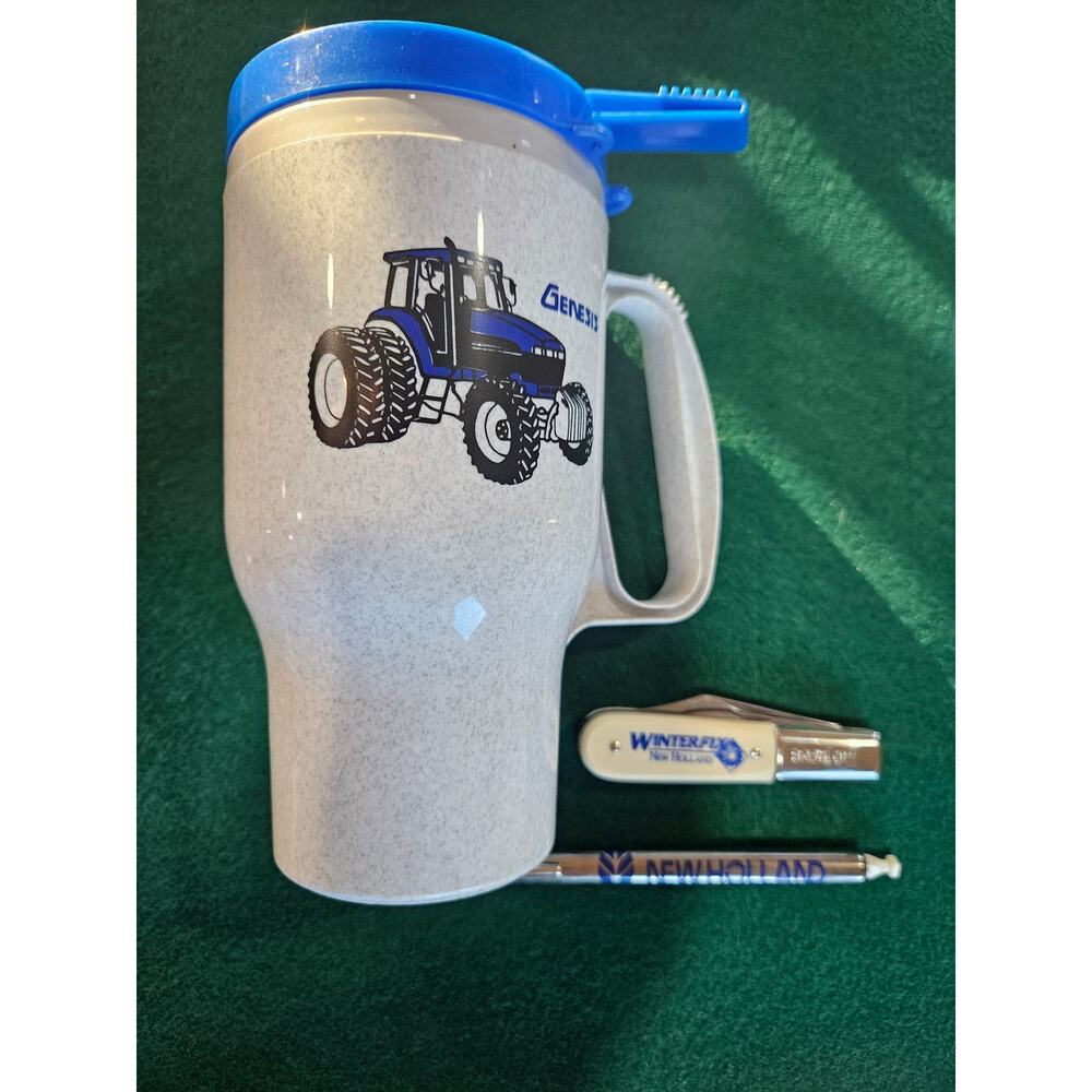 Vintage 'New Holland Promo Items Imperial Barlow knife, tire gauge, insulated